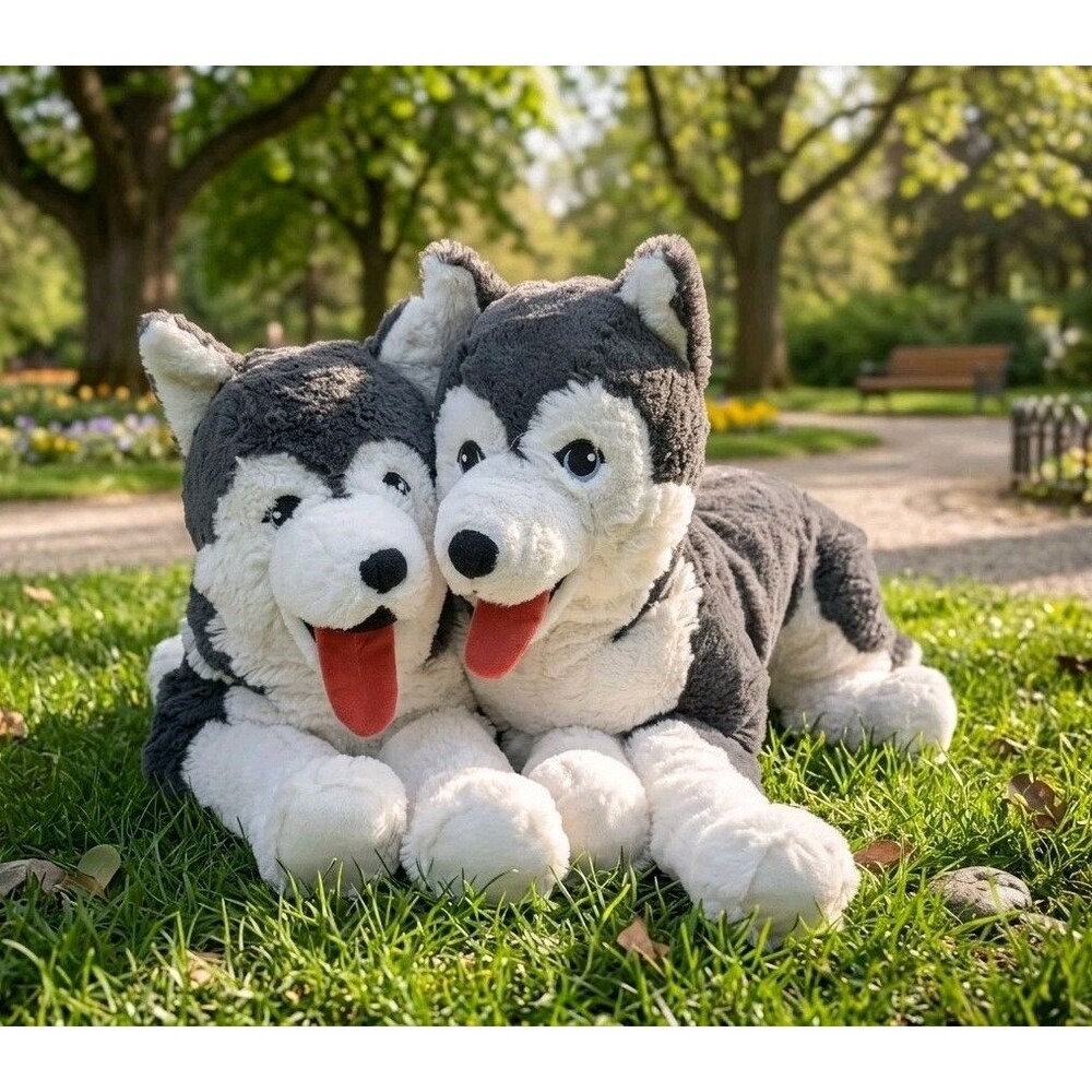 IKEA Set Of 2 LIVLIG Siberian Husky Puppy Dog Plush Stuffed Animal 22" Large